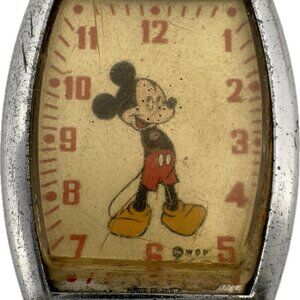 Vintage 26.5mm US Time Mickey Mouse Men's Mechanical Wristwatch for Parts